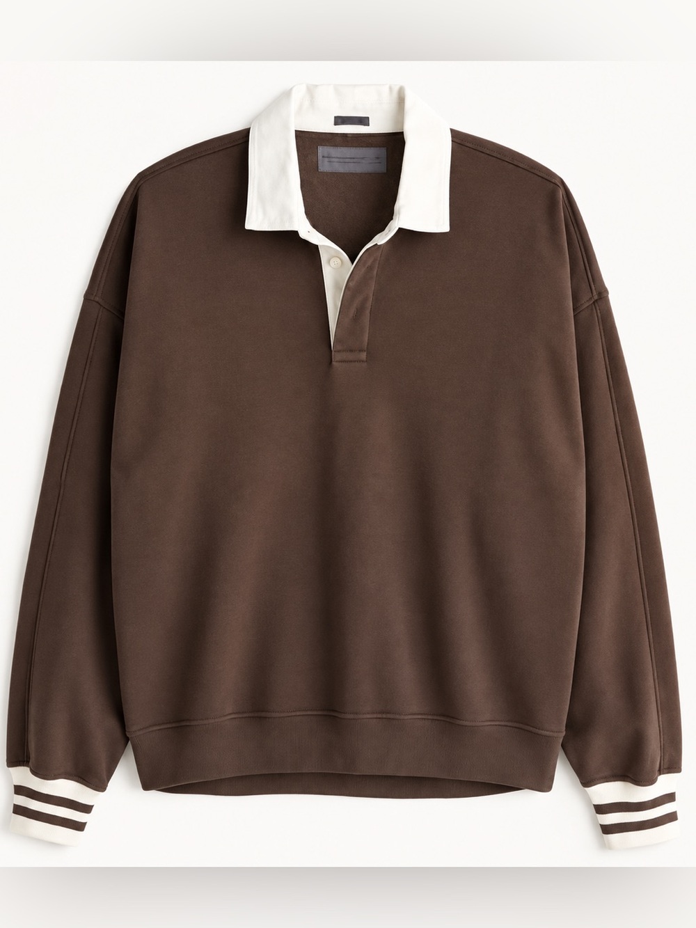 Abercrombie & Fitch Oversized Contrast Collar Polo Sweatshirt in Brown - S